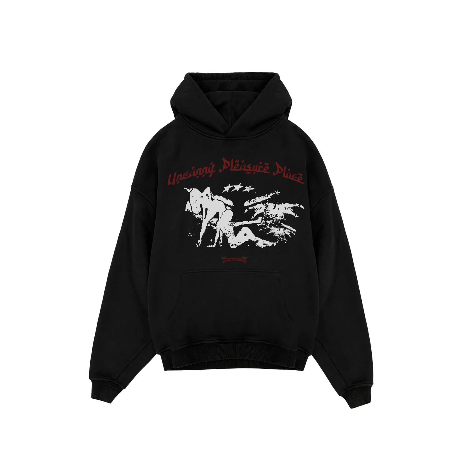 UNCANNY-PLEASURE-PLACE-BLACK-BOXY-HOODIE.jpg UNCANNY PLEASURE PLACE BLACK BOXY - obrazek 1